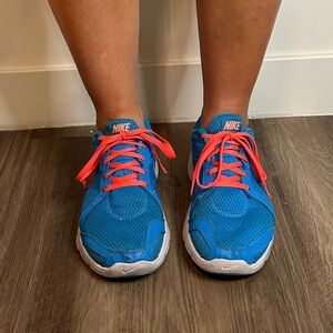 Nike Blue Sneakers with Pink Laces